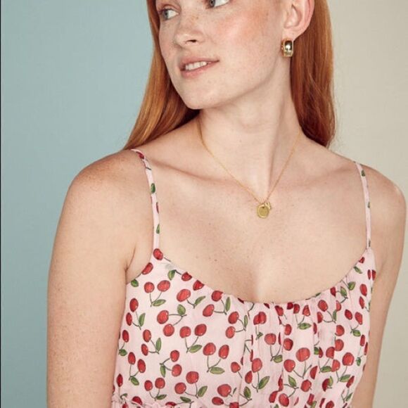 🆕 Trixxi 🍒Cherry Tiered Summer dress with Adjustable spaghetti straps sz M - Picture 4 of 11